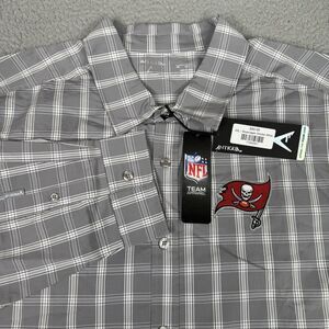 Tampa Bay Buccaneers Shirt Men 3XL Gray Plaid Antigua NFL Football Button Up NWT